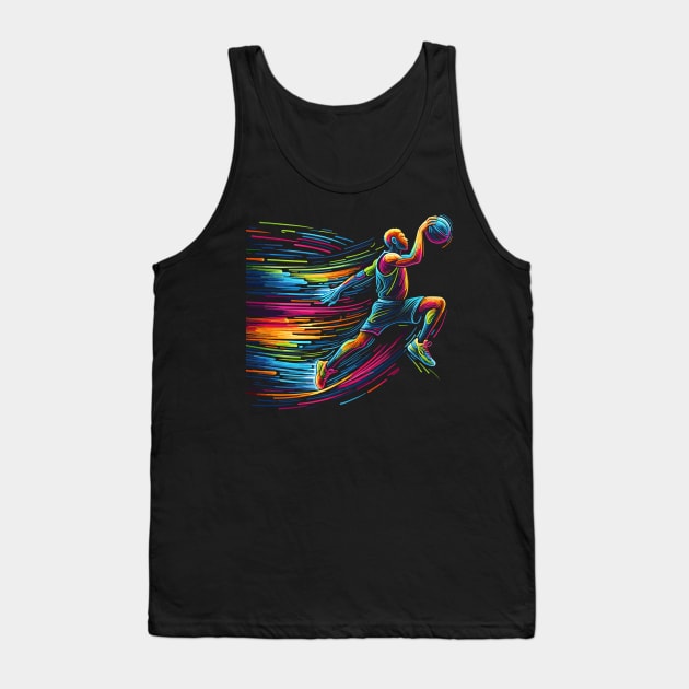 Basketball player, Neon line art Tank Top by PrintSoulDesigns